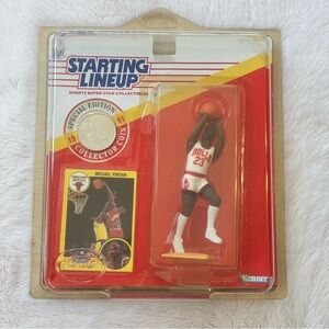 Pristine Starting Lineup Michael Jordan Kenner Figure Sealed W/Trading Card&Coin